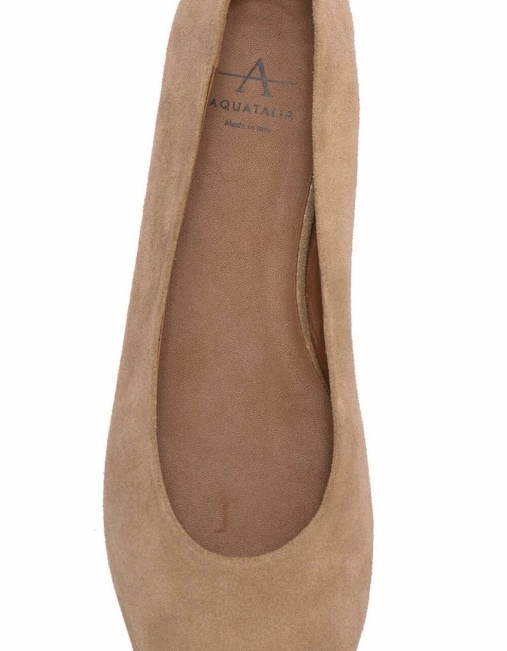AQUATALIA Cory Suede Skimmer Ballerina Flats — 6.5 Tan Neutral Minimalist Italy